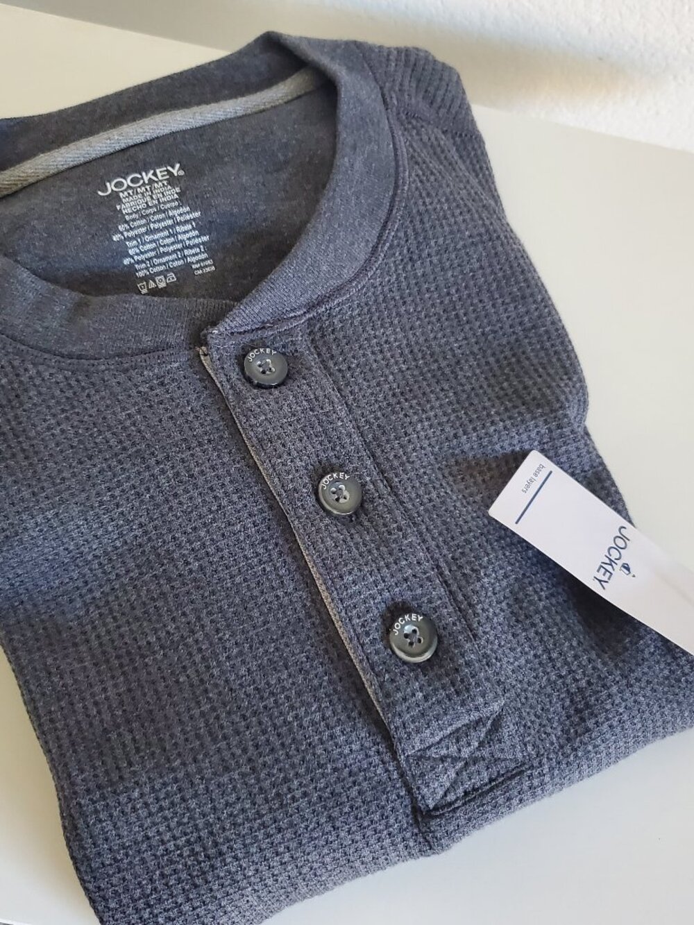 (NEW) Jockey Tall Man Long Sleeve Waffle Henley, Size MT